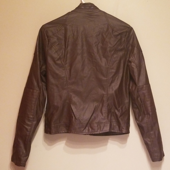 Vegan Leather Bomber Style Jacket - Picture 3 of 7